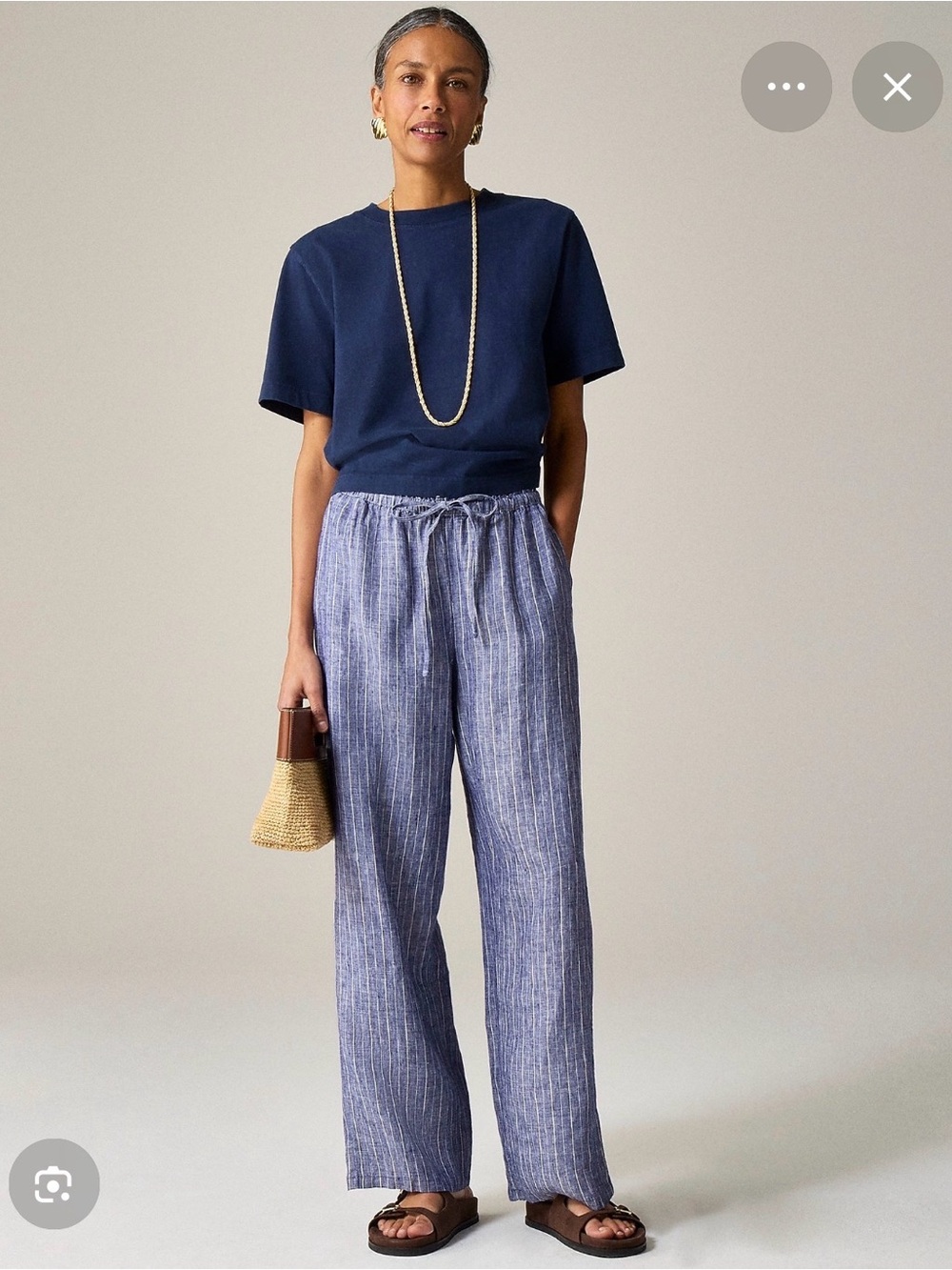 J.Crew Soleil Linen Pant in Blue Strip